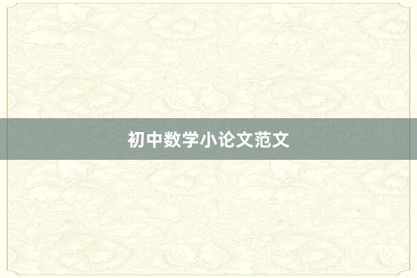 初中数学小论文范文